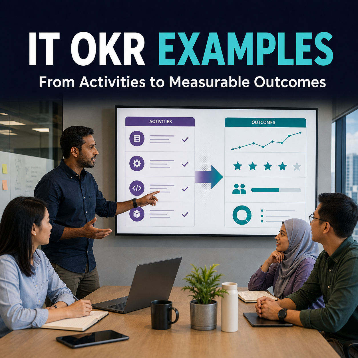 Malaysian IT team discussing how to turn support activities into measurable OKR outcomes